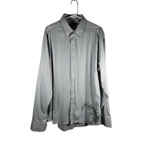 Level Ten Men's Long Sleeve Button Down Shirt L Grey‎ Print XXL
